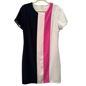 JB Julie Brown Navy Pink White Mini Dress Lined Career Office Professional Sz 8